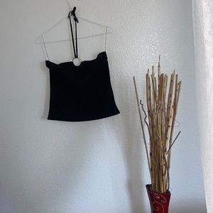 Y2k||grunge|| black halter-tie cami